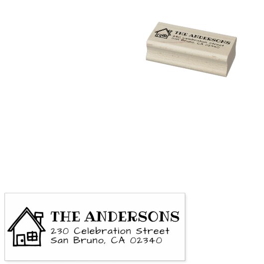 Leuk huis hand geschreven familienaam retour adres 	rubberstempel (Gestempeld)