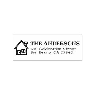 Leuk huis hand geschreven familienaam retour adres rubberstempel