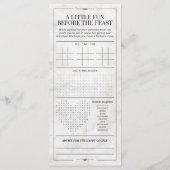 Leuk huwelijksmenu met Wedding Games Krant Menu (Achterkant)