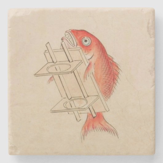 Leuk Japans  Vis Yokai Stenen Onderzetter (Voorkant)