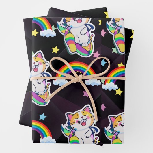 Leuk kat inpakpapier Regenboog en kleurrijke vlek (In situ)