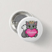 Leuk Kat Naam Tag Button Pin (Voorkant /achterkant)