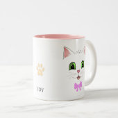 Leuk kattengezicht & kalligrafie Two-Tone koffie Tweekleurige Koffiemok (Voorkant rechts)