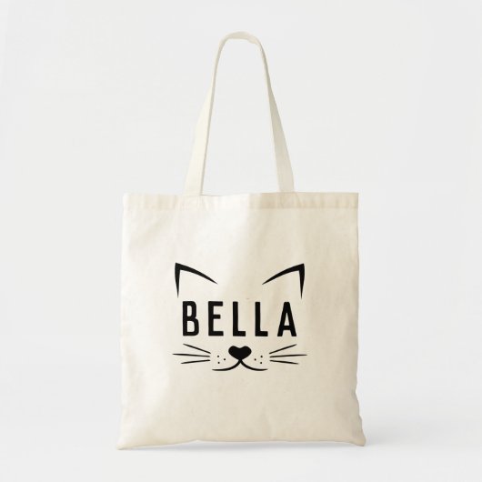 Leuk Kattengezicht met Aangepaste Naam Canvas Tote Bag (Voorkant)
