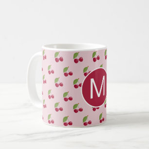 Leuk Kersenpatroon Persoonlijk Monogram Koffiemok