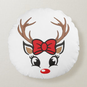 Leuk kerst rendier gezicht rond kussen
