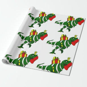 leuk kerstcadeau voor dinosaurus - gezichtsmasker  cadeaupapier