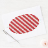 Leuk Kerstmis nautische rode witte strepen patroon Ovale Sticker (Envelop)