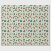 Leuk kerstpatroon Groene Bomen Kerstmis Cadeaupapier (Vlak)