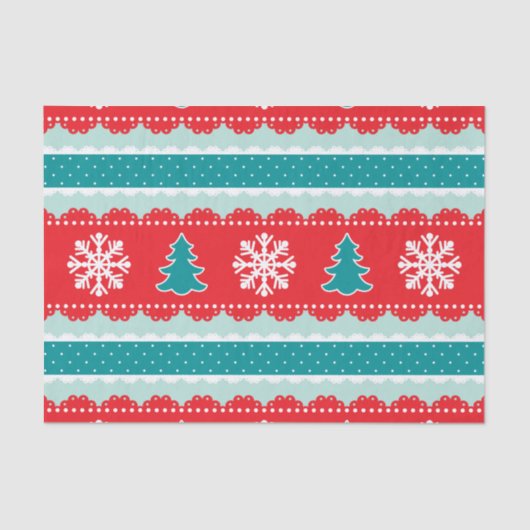 Leuk kerstvakantie patroon in rode Blauwgroen munt Tissuepapier (Voorkant)