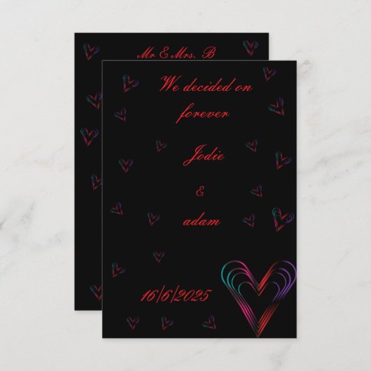 Leuk klein kleurrijk hart bedankkaart (Voorkant / Achterkant)