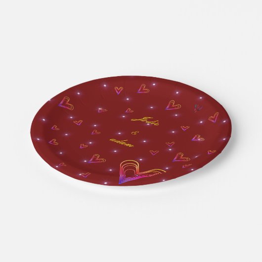 Leuk klein kleurrijk hart papieren bordje (Gekanteld)