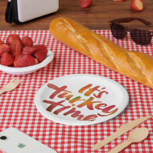 Leuk Kleurrijk Het is Turkije Tijd Thanksgiving Di Papieren Bordje