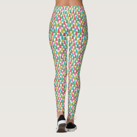 Leuk kleurrijk kerstbomen patroon leggings (Achterkant)