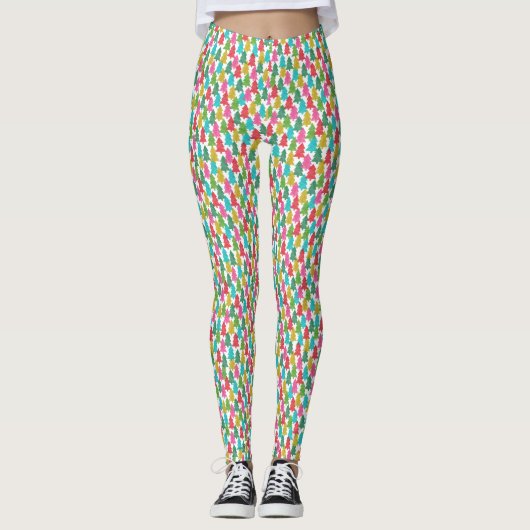 Leuk kleurrijk kerstbomen patroon leggings (Voorkant)