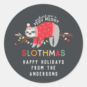 leuk , kleurrijk kerstfeest ronde sticker