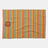 Leuk kleurrijk Monogram Initiaal Gestreept Theedoek (Horizontaal)