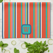 Leuk kleurrijk Monogram Initiaal Gestreept Theedoek (Gevouwen)