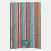 Leuk kleurrijk Monogram Initiaal Gestreept Theedoek (Verticaal)