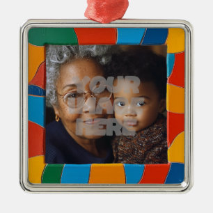 Leuk Kleurrijk Mozaïek Randpatroon voor je Foto's Metalen Ornament