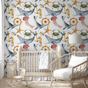 Leuk kleurrijk nautisch Zee Dieren Marine Life Behang