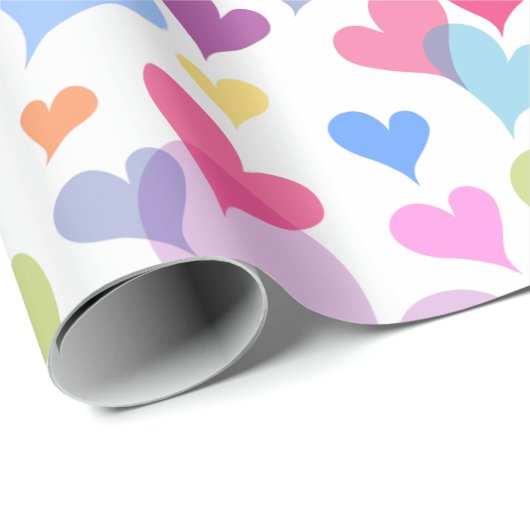 Leuk & Kleurrijk Pastel Hart Patroon Girly Kawaï Cadeaupapier (Rol Hoek)