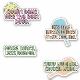 Leuk kleurrijk Pickleball speler Sticker Pack