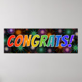 Leuk, kleurrijk, regenboog "GEFELICITEERD!" + Vuur Poster (Voorkant)