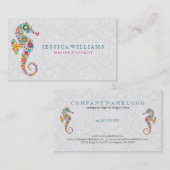 Leuk kleurrijk retro bloemenpaard Zee Visitekaartje (Voorkant / Achterkant)