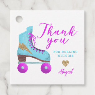 Leuk kleurrijk rolschaatsen verjaardagsfeest bedankjes labels
