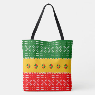 Leuk kleurrijk rood goud en groen stampatroon draagtas