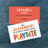 Leuk Kleurrijk Rood Playdate Kind Modern Script Visitekaartje