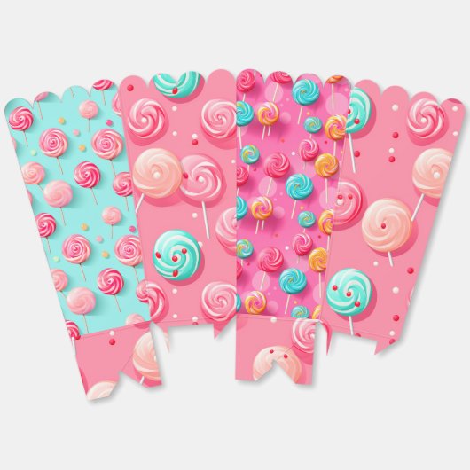 Leuk & Kleurrijk Roze en Blauw Lollipop Bedankdoosjes (Ongevouwen)