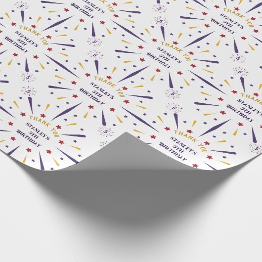 Leuk kleurrijk ster verjaardagsfeestje dank je cadeaupapier (Hoek)