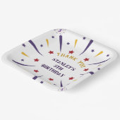 Leuk kleurrijk ster verjaardagsfeestje dank je papieren bordje (Gebogen)