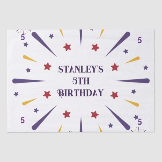 Leuk kleurrijk ster verjaardagsfeestje tissuepapier (Voorkant)