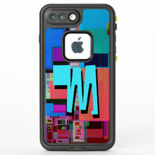 Leuk kleurrijk turkoois blauw geometrisch monogram