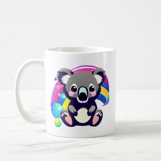 Leuk Koala Beer en Rainbow gepersonaliseerd Koffiemok (Links)
