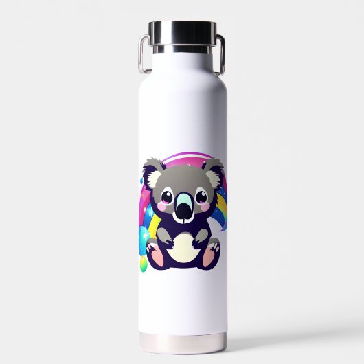 Leuk Koala Beer en Rainbow gepersonaliseerd Waterfles (Voorkant)