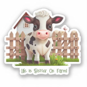 Leuk Koe leven is beter op Boerderij Custom Cut Vi Sticker