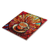 Leuk koffiehuis keuken faux gebrandschilderd glas tegeltje (Zijkant)