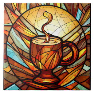 Leuk koffiehuis keuken faux gebrandschilderd glas tegeltje