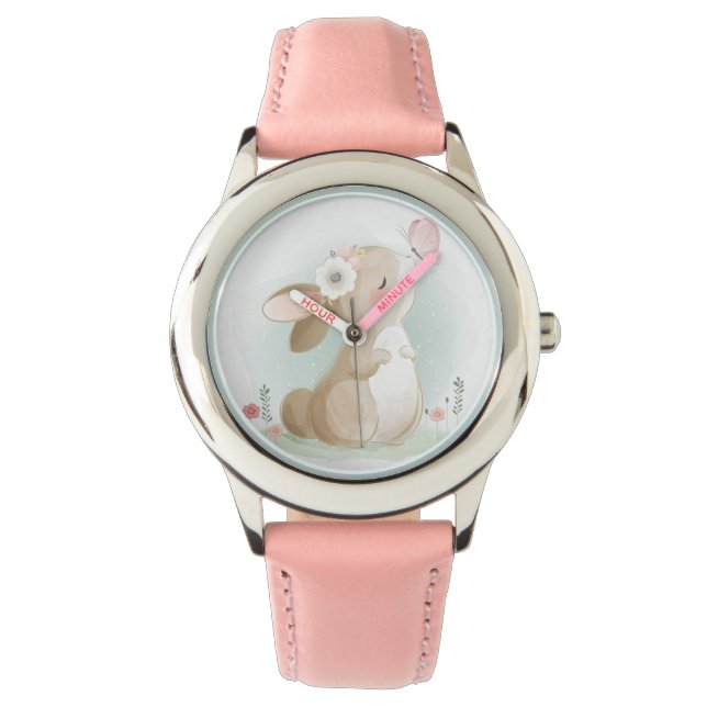 Leuk konijn en vlinder horloge (Voorkant)