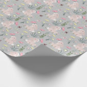 Leuk konijn met bloemen en vlinders cadeaupapier (Hoek)