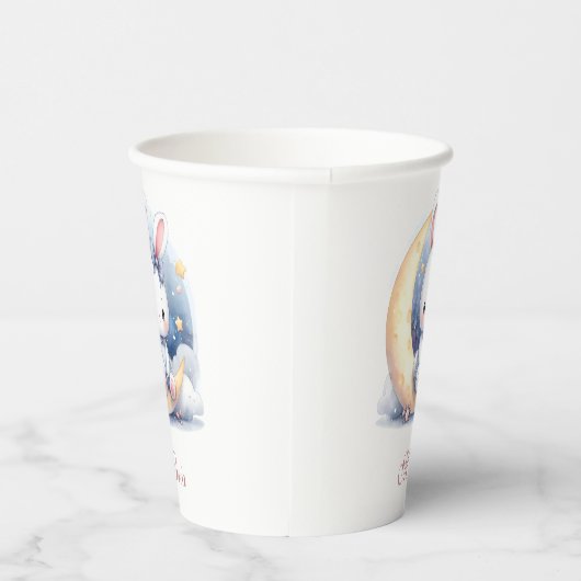 Leuk konijntje dat op de maan zit papieren bekers (Rechts)