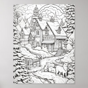 Leuk Land Kerstmis Volwassen Kleuren Poster