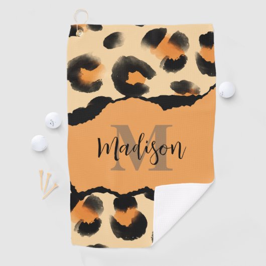 Leuk Leopard Print Monogram Golfhanddoek (Insitu)