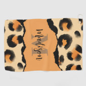 Leuk Leopard Print Monogram Golfhanddoek (Horizontaal)