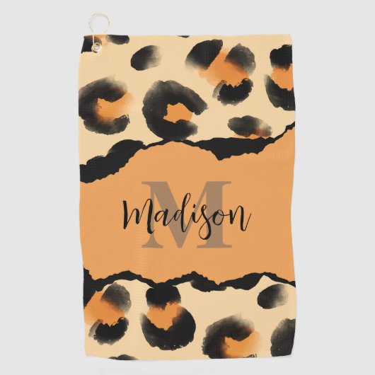 Leuk Leopard Print Monogram Golfhanddoek (Voorkant)