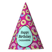 Leuk Leuk Kleurrijk Sprinkle Donut Patroon Magenta Feesthoedjes (Voorkant)